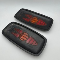 Set of Two Black Ceramic Fish Dishes or Vide-Poche By Oswald Tieberghien.France. Circa 1970
