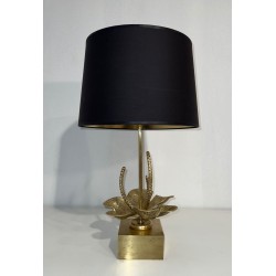 Lampe Nénuphar Bronze et Laiton, Maison Charles, vers 1970
