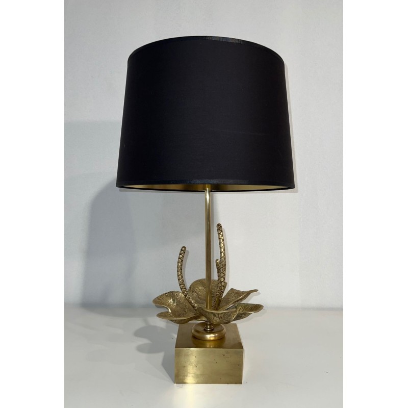 Lampe Nénuphar Bronze et Laiton, Maison Charles, vers 1970