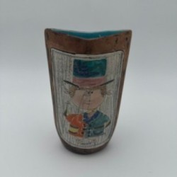 Ceramic & Painted Leather Vase, De Coccio, Italy, 1950s