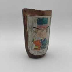 Ceramic & Painted Leather Vase, De Coccio, Italy, 1950s