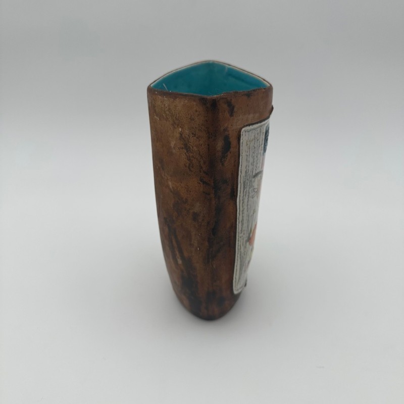 Vase Céramique Cuir Peint De Coccio, Italie, 1950