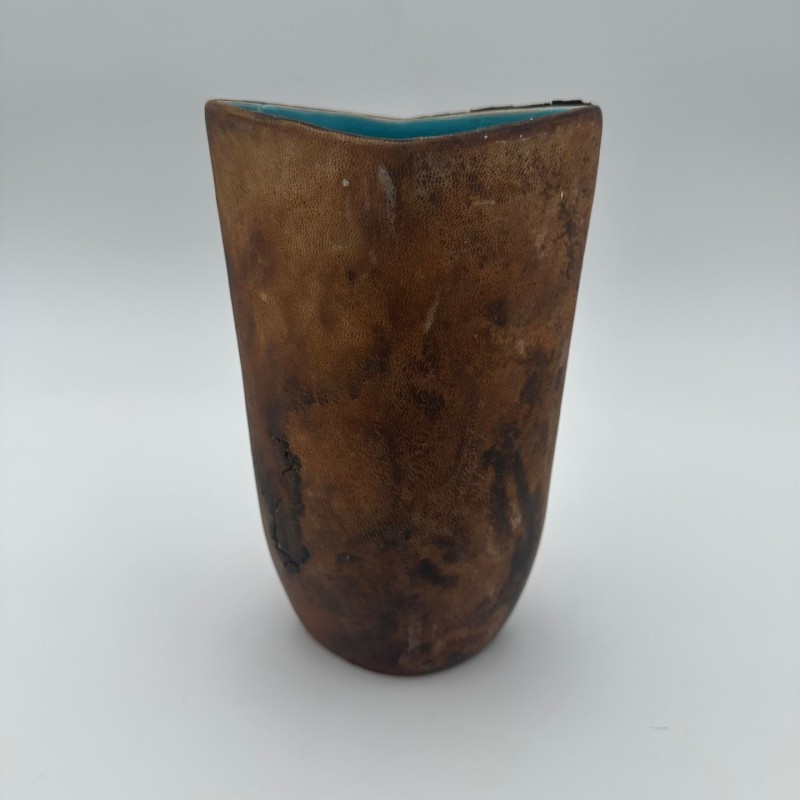 Ceramic & Painted Leather Vase, De Coccio, Italy, 1950s