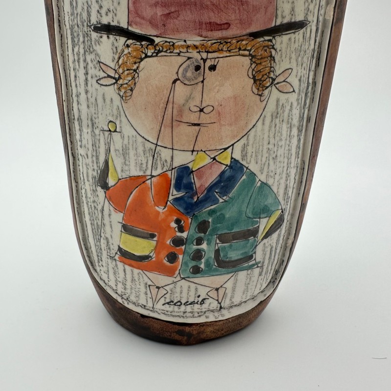 Ceramic & Painted Leather Vase, De Coccio, Italy, 1950s