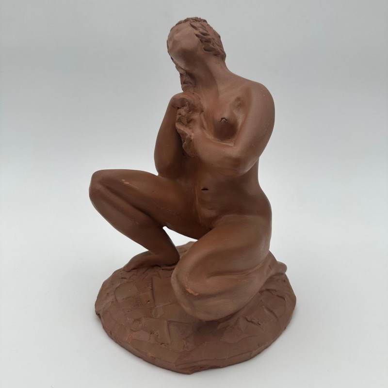 Female Nude Terracotta Sculpture, N. Hottot, 20th Century