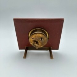 Horloge Bureau Bayard Cuir Laiton, France, 1953
