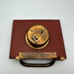 Horloge Bureau Bayard Cuir Laiton, France, 1953