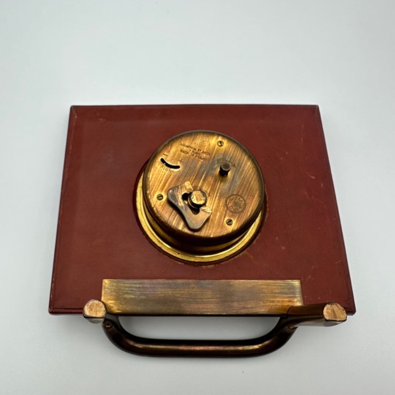 Horloge Bureau Bayard Cuir Laiton, France, 1953