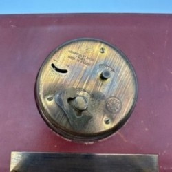 Horloge Bureau Bayard Cuir Laiton, France, 1953