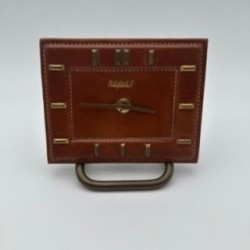 Horloge Bureau Bayard Cuir Laiton, France, 1953