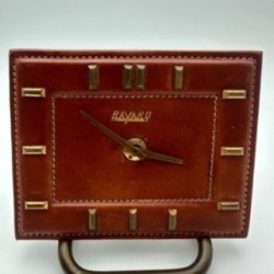 Horloge Bureau Bayard Cuir Laiton, France, 1953