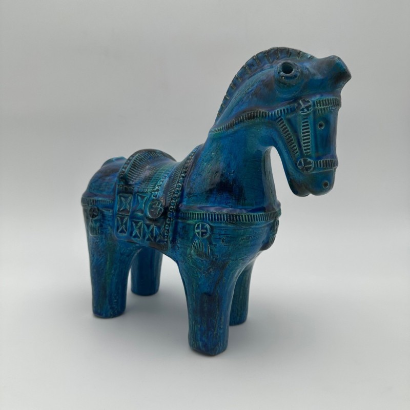 Cheval Céramique Bleue Aldo Londi Bitossi, 1960