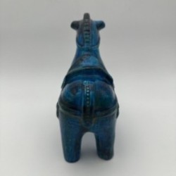 Blue Ceramic Horse Aldo Londi Bitossi, 1960s