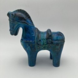 Cheval Céramique Bleue Aldo Londi Bitossi, 1960