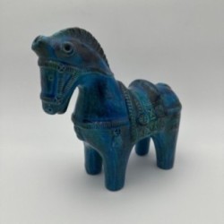 Blue Ceramic Horse Aldo Londi Bitossi, 1960s