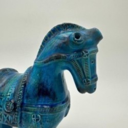 Cheval Céramique Bleue Aldo Londi Bitossi, 1960