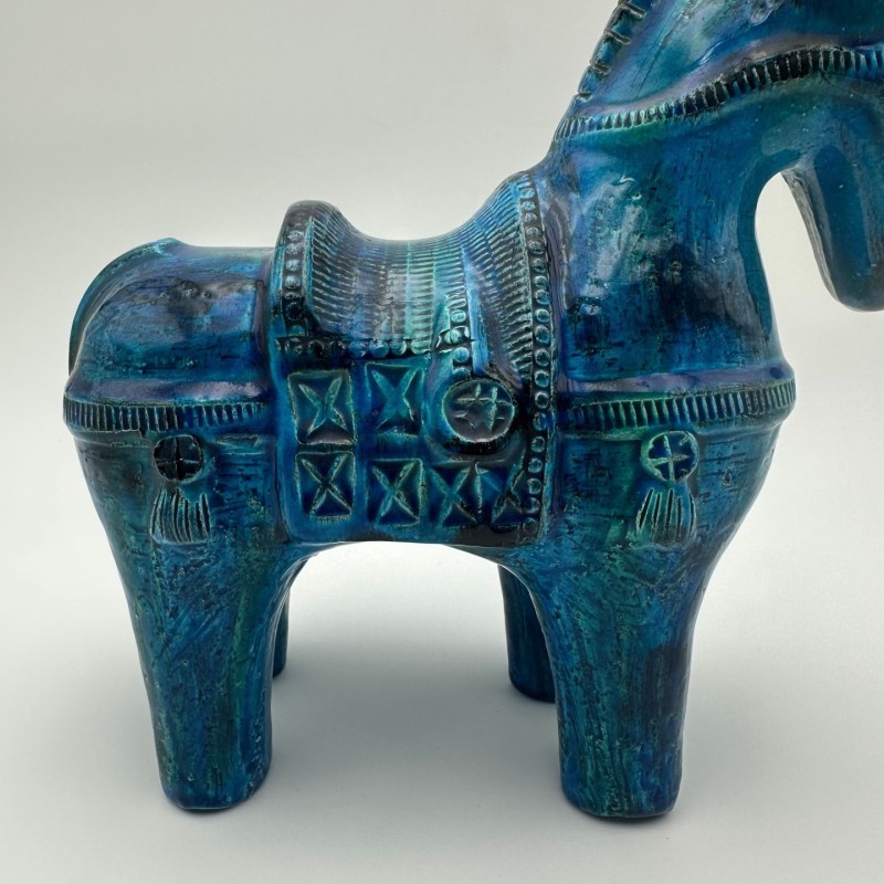 Cheval Céramique Bleue Aldo Londi Bitossi, 1960