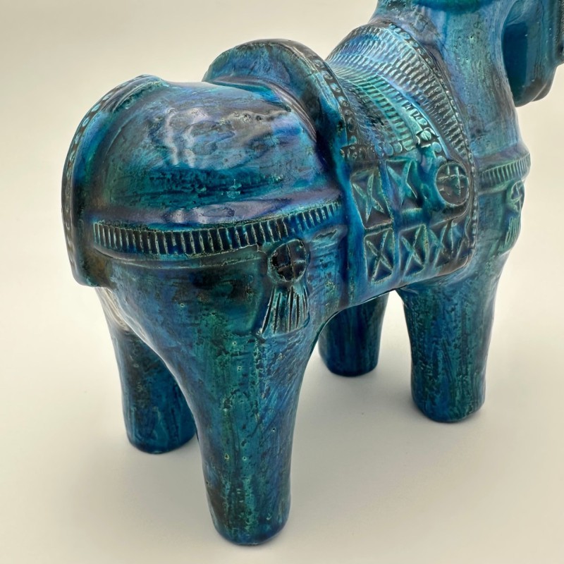 Cheval Céramique Bleue Aldo Londi Bitossi, 1960