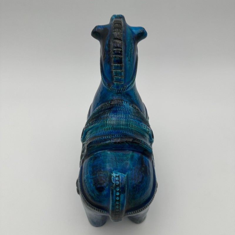 Cheval Céramique Bleue Aldo Londi Bitossi, 1960
