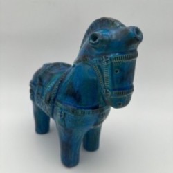 Blue Ceramic Horse Aldo Londi Bitossi, 1960s