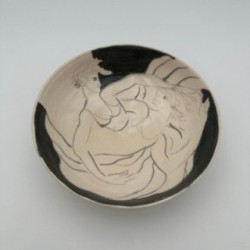 Vide-Poche en Céramique Décoré de Deux Figures Féminines – Signé vers 1970