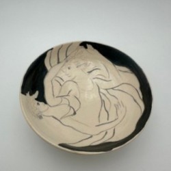 Vide-Poche en Céramique Décoré de Deux Figures Féminines – Signé vers 1970