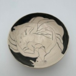 Vide-Poche en Céramique Décoré de Deux Figures Féminines – Signé vers 1970