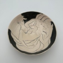 Vide-Poche en Céramique Décoré de Deux Figures Féminines – Signé vers 1970