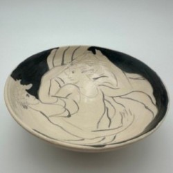 Vide-Poche en Céramique Décoré de Deux Figures Féminines – Signé vers 1970