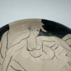 Vide-Poche en Céramique Décoré de Deux Figures Féminines – Signé vers 1970