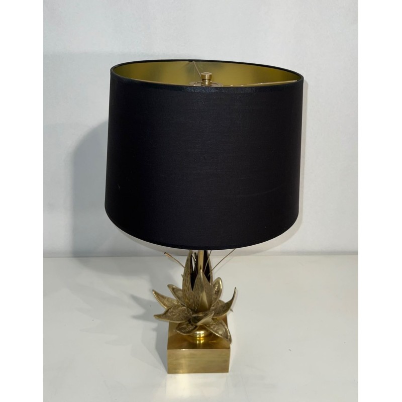 Nénuphar Table Lamp in Bronze and Brass, Maison Charles, circa 1970