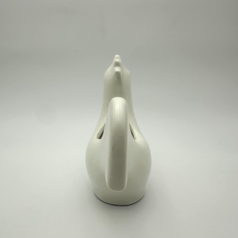 Coq Céramique Blanche dans le Goût de Jouve, Vers 1950