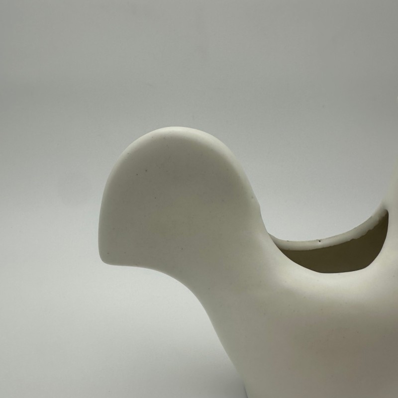 Coq Céramique Blanche dans le Goût de Jouve, Vers 1950