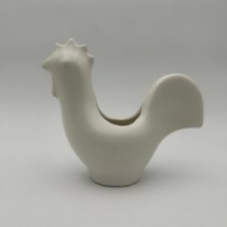 Coq Céramique Blanche dans le Goût de Jouve, Vers 1950