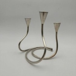 Silvered Metal Candle Holder 3 Candles, c.1970