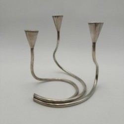 Silvered Metal Candle Holder 3 Candles, c.1970
