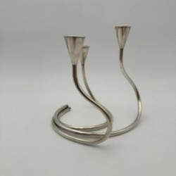 Bougeoir Métal Argenté 3 Bougies, Vers 1970