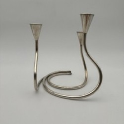 Bougeoir Métal Argenté 3 Bougies, Vers 1970