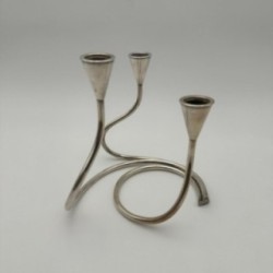 Silvered Metal Candle Holder 3 Candles, c.1970