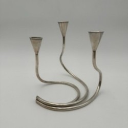 Bougeoir Métal Argenté 3 Bougies, Vers 1970