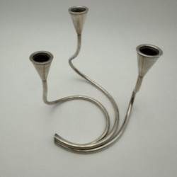 Bougeoir Métal Argenté 3 Bougies, Vers 1970