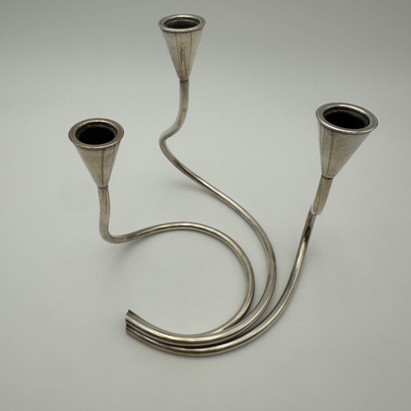 Bougeoir Métal Argenté 3 Bougies, Vers 1970