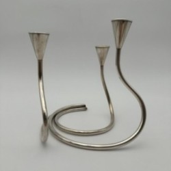 Silvered Metal Candle Holder 3 Candles, c.1970