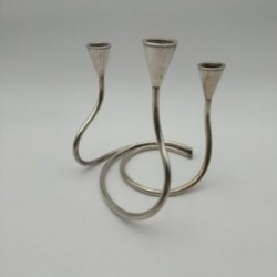 Silvered Metal Candle Holder 3 Candles, c.1970
