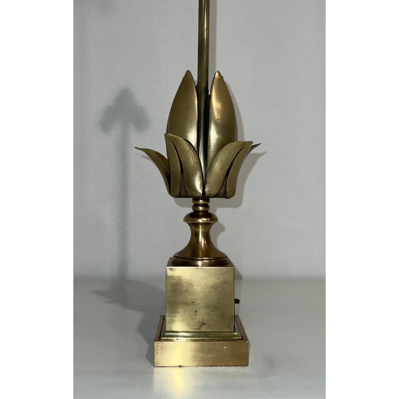 Flower Brass Table Lamp in the Style of Maison Charles, circa 1970