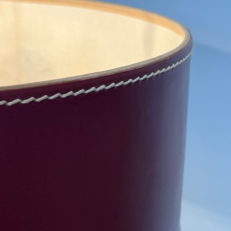 Lampe Bureau Cuir Rouge Laiton, Goût Adnet, Vers 1970