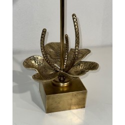 Lampe Nénuphar Bronze et Laiton, Maison Charles, vers 1970