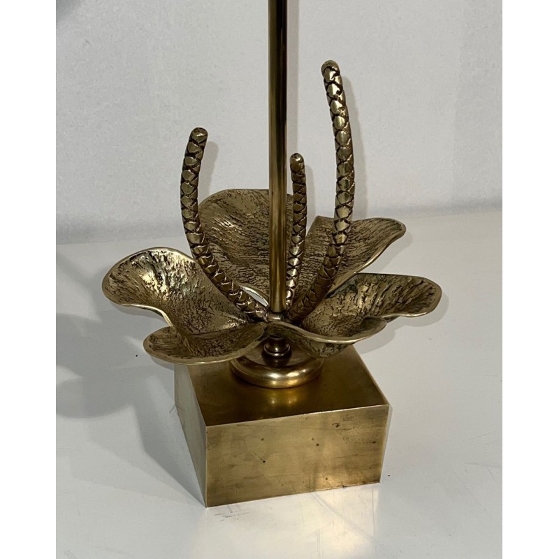 Nénuphar Table Lamp in Bronze and Brass, Maison Charles, circa 1970