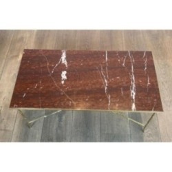 Bronze Faux-Bamboo Coffee Table Red Marble, Baguès, c.1940