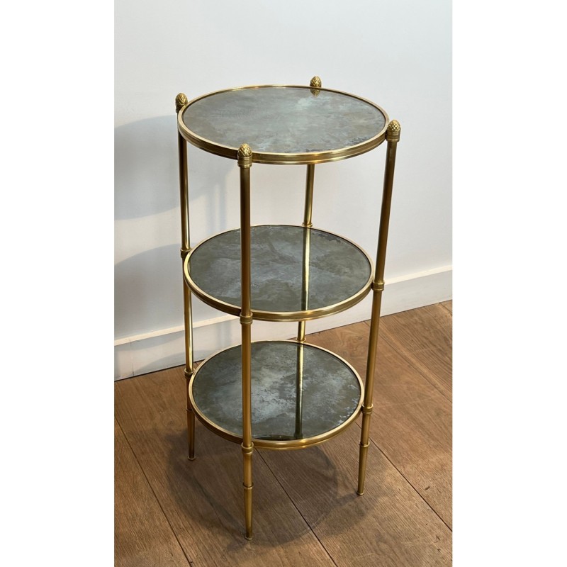 Bronze Pedestal Eglomise Mirrors, Maison Baguès, c.1940